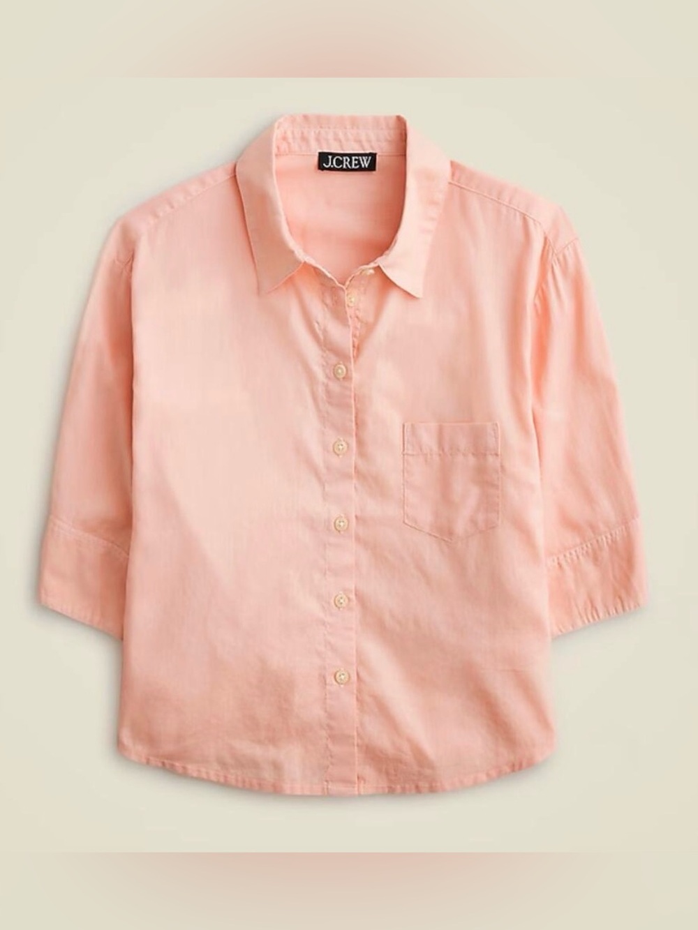 j. crew herringbone twill button down shirt in peach